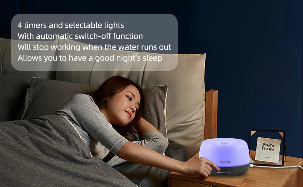 TAIGUCAT Mini Essential Oil Diffuser for Home 300ml Aromatherapy Electric Air Diffuser with Remote Control USB-C Power Cord 7 LED Color Changing for Small Room Bedroom Deep Wood Grain - product information 17
