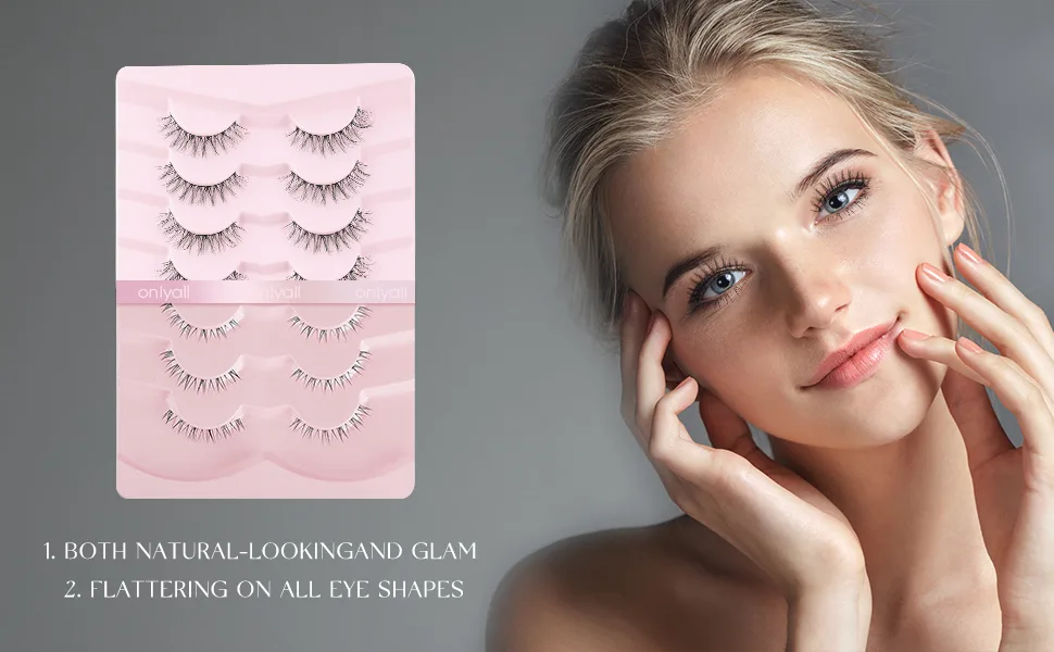 Onlyall Lashes Natural Look Soft Fluffy Lashes Short Eyelashes Lightweight Natural Lashes Cat Eye Lashes False Eye Lashes 7 Pairs D5 D5 Lite Fox Eye (5-13MM) - D2+R2