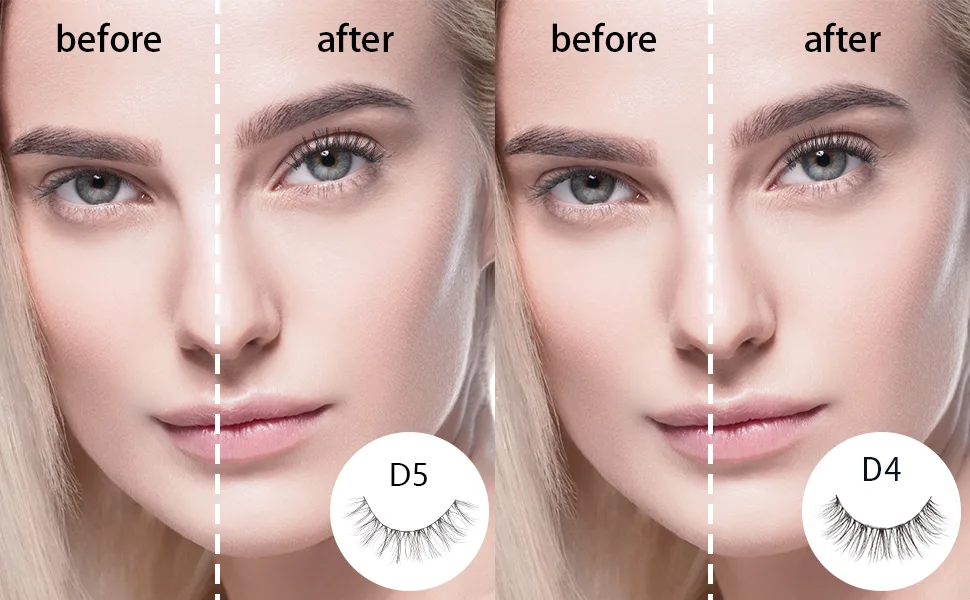 Onlyall Lashes Natural Look Soft Fluffy Lashes Short Eyelashes Lightweight Natural Lashes Cat Eye Lashes False Eye Lashes 7 Pairs D5 D5 Lite Fox Eye (5-13MM) - D4D5LASHES