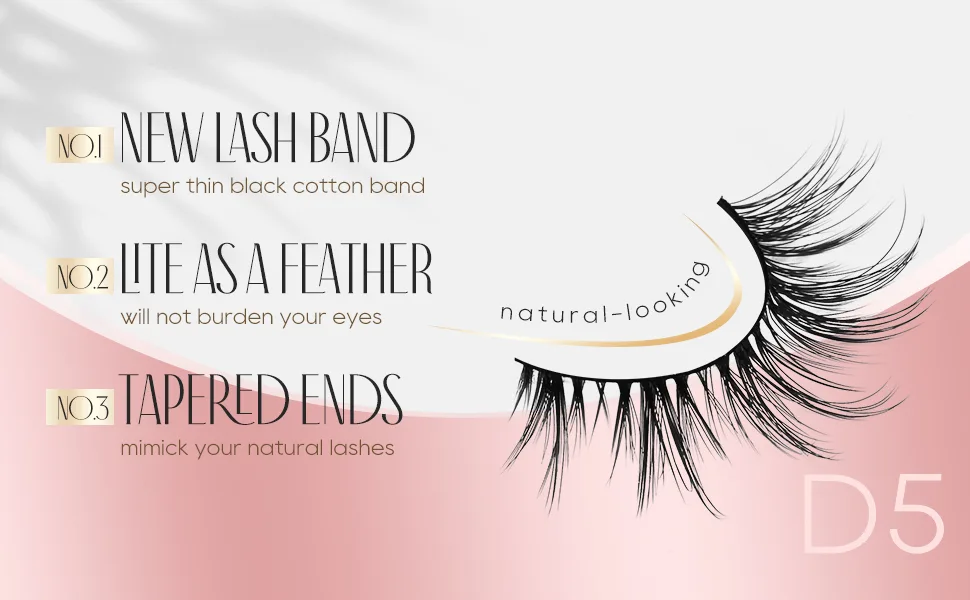 Onlyall Lashes Natural Look Soft Fluffy Lashes Short Eyelashes Lightweight Natural Lashes Cat Eye Lashes False Eye Lashes 7 Pairs D5 D5 Lite Fox Eye (5-13MM) - OA-D
