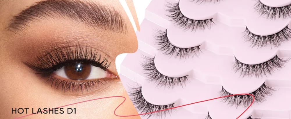 Onlyall Natural Lashes Wispy Lashes Natural Look False Eyelashes Natural Flared Eyelashes False Eye Lashes Soft Fluffy Lashes 7 Pairs D1 D1 Natural (6-13MM) - 222-6