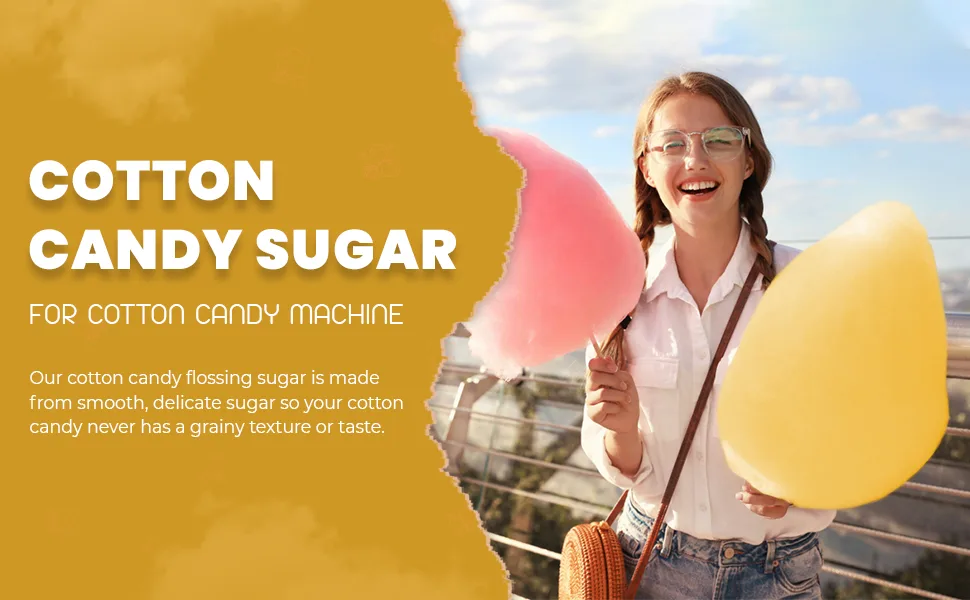 Baking Beauty and Beyond Premium Floss Sugar for Cotton Candy - Cotton Candy Flossing Sugar with Natural Ingredients Perfect for Every Occasion Bulk Floss Sugar 800g - Mango Flavour - Cotton Candy Floss Sugar