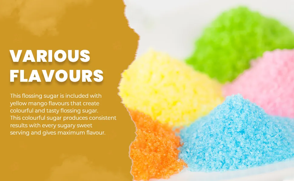 Baking Beauty and Beyond Premium Floss Sugar for Cotton Candy - Cotton Candy Flossing Sugar with Natural Ingredients Perfect for Every Occasion Bulk Floss Sugar 800g - Mango Flavour - Cotton Candy Floss Sugar