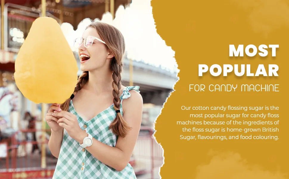Baking Beauty and Beyond Premium Floss Sugar for Cotton Candy - Cotton Candy Flossing Sugar with Natural Ingredients Perfect for Every Occasion Bulk Floss Sugar 800g - Mango Flavour - Cotton Candy Floss Sugar