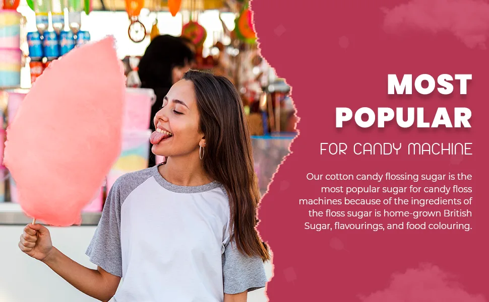 Baking Beauty and Beyond Premium Floss Sugar for Cotton Candy - Cotton Candy Flossing Sugar with Natural Ingredients Perfect for Every Occasion Bulk Floss Sugar 800g - Raspberry Flavour - Cotton Candy Floss Sugar