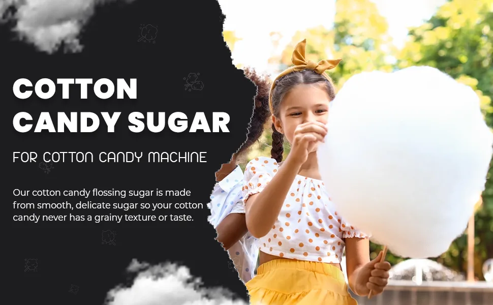 Baking Beauty and Beyond Premium Floss Sugar for Cotton Candy - Cotton Candy Flossing Sugar with Natural Ingredients Perfect for Every Occasion Bulk Floss Sugar 800g - Plain White Flavour - Cotton Candy Floss Sugar