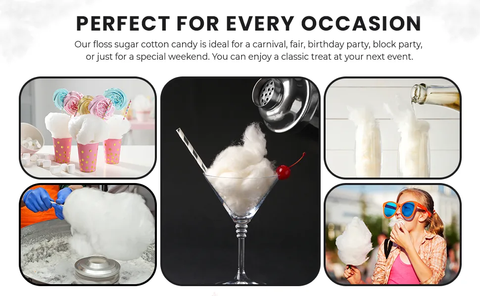 Baking Beauty and Beyond Premium Floss Sugar for Cotton Candy - Cotton Candy Flossing Sugar with Natural Ingredients Perfect for Every Occasion Bulk Floss Sugar 800g - Plain White Flavour - Cotton Candy Floss Sugar