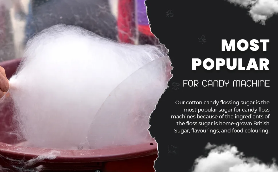 Baking Beauty and Beyond Premium Floss Sugar for Cotton Candy - Cotton Candy Flossing Sugar with Natural Ingredients Perfect for Every Occasion Bulk Floss Sugar 800g - Plain White Flavour - Cotton Candy Floss Sugar