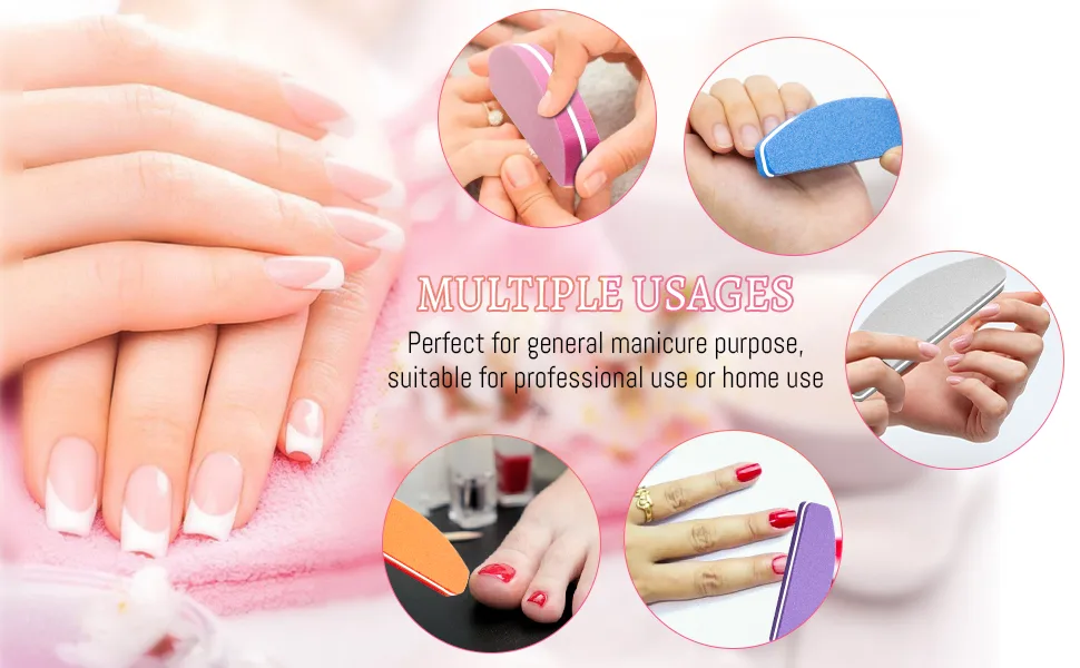 20 PCS Mini Nail Buffer Block for Gel Acrylic Nails Half Moon Nail Files and Buffers Double-Sided Sponge Nail Polish Sanding Buffer Nail(Grey) - buffing block