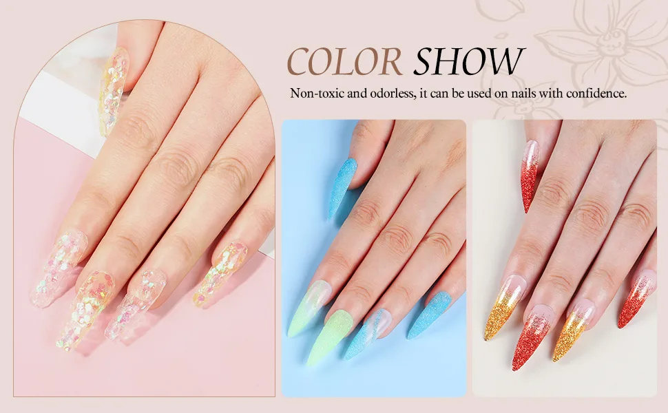 PEACECOLOR Acrylic Nail Kit for Beginner 24pcs Glitter Acrlic Powder and Liquid Set with U V Light Nail Art False Nail Tips Decoration Tools Manicure Set PB0050 - acrylic nail kit
