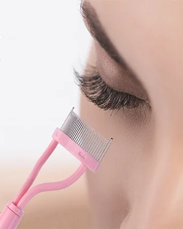 MSQ Eyelash Comb Eyelash Separator Tool Makeup Mascara Applicator Comb with Cover for False Eyelash Grooming Brushes Eyebrow Mascara White - eyelash brush