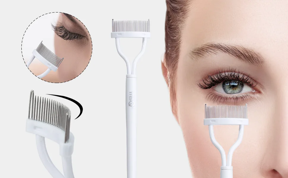 MSQ Eyelash Comb Eyelash Separator Tool Makeup Mascara Applicator Comb with Cover for False Eyelash Grooming Brushes Eyebrow Mascara White - product information 10