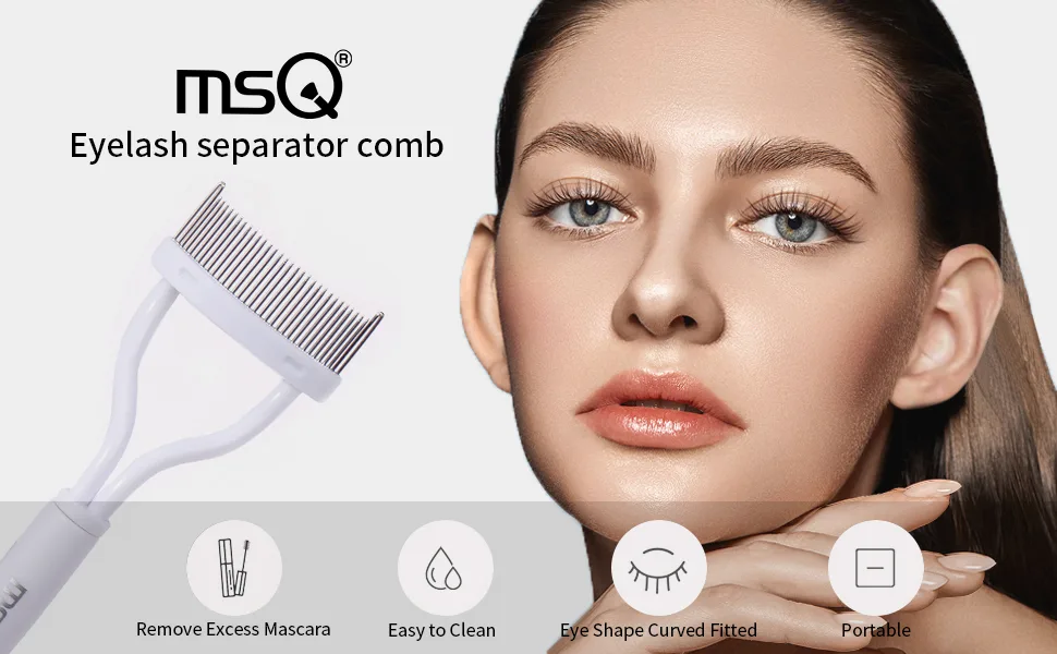 MSQ Eyelash Comb Eyelash Separator Tool Makeup Mascara Applicator Comb with Cover for False Eyelash Grooming Brushes Eyebrow Mascara White - product information 9
