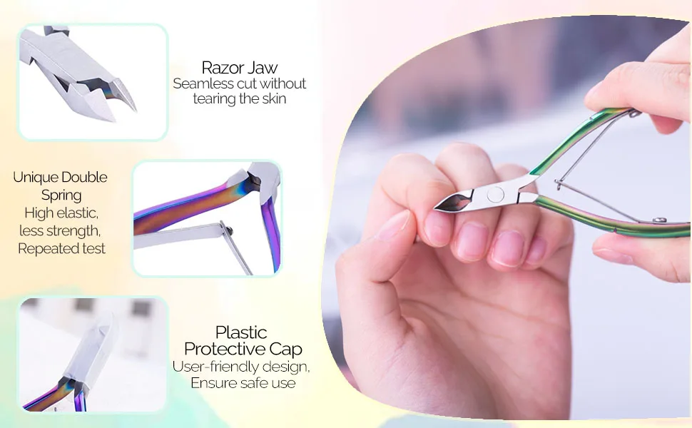 MELODYSUSIE Nail Clippers Tip Cutters for Acrylic False Fake Gel Artificial Nails Rustproof Sharp Professional Manicure Pedicure Trimmer Nail Care Tools (Small C-Colorful) Small C-colorful - nail cilppers