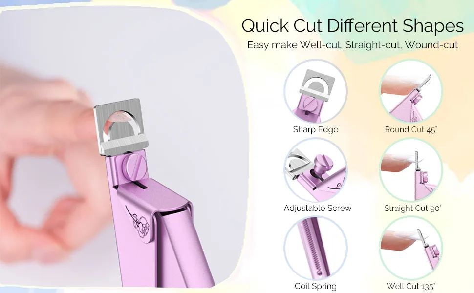 MELODYSUSIE Nail Clippers Tip Cutters for Acrylic False Fake Gel Artificial Nails Rustproof Sharp Professional Manicure Pedicure Trimmer Nail Care Tools (Small D-Pink) Small D-pink - nail clipper