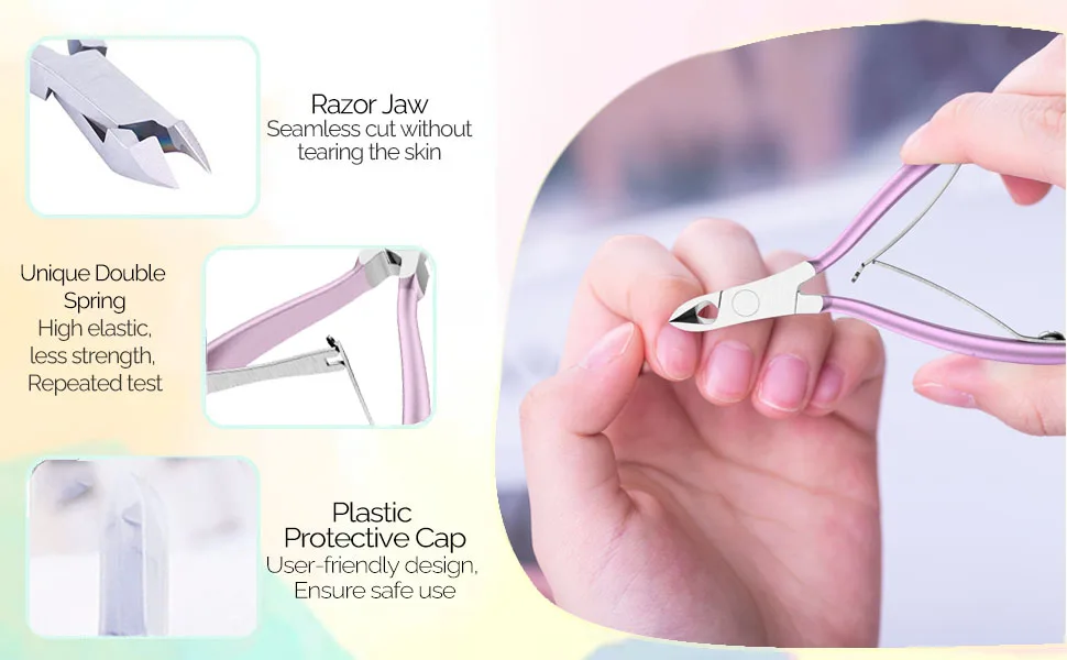 MELODYSUSIE Nail Clippers Tip Cutters for Acrylic False Fake Gel Artificial Nails Rustproof Sharp Professional Manicure Pedicure Trimmer Nail Care Tools (Small D-Pink) Small D-pink - nail clipper