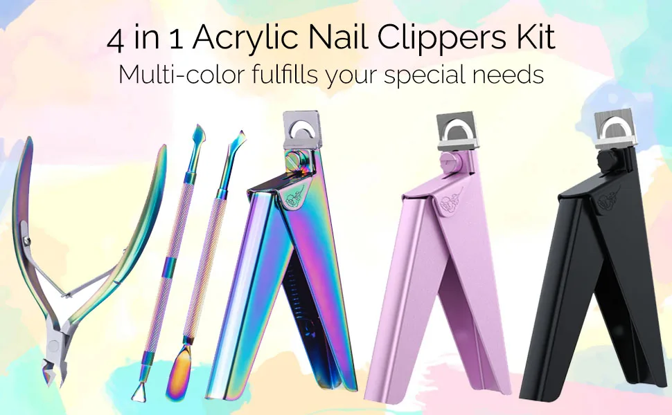 MELODYSUSIE Nail Clippers Tip Cutters for Acrylic False Fake Gel Artificial Nails Rustproof Sharp Professional Manicure Pedicure Trimmer Nail Care Tools (Small D-Pink) Small D-pink - nail clippers