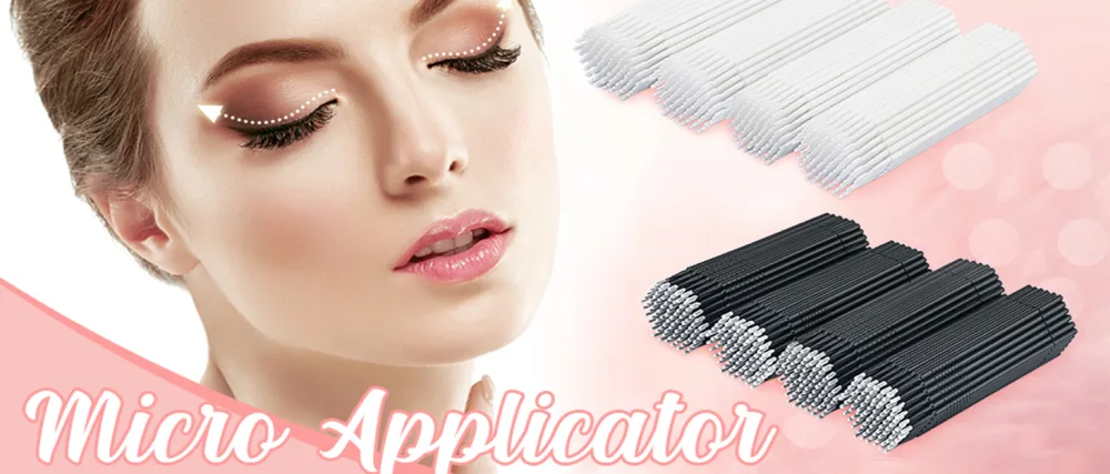 GCQQ 100Pcs Long Tips Micro Brush Applicator - Disposable Eyelash Applicator Bendable Pink Micro Brushes - Micro Lash Lift Brush Applicators - Micro Fibre Lash Brushes for Eyelash Extensions New Pink 100PCS - Micro Brush Applicator