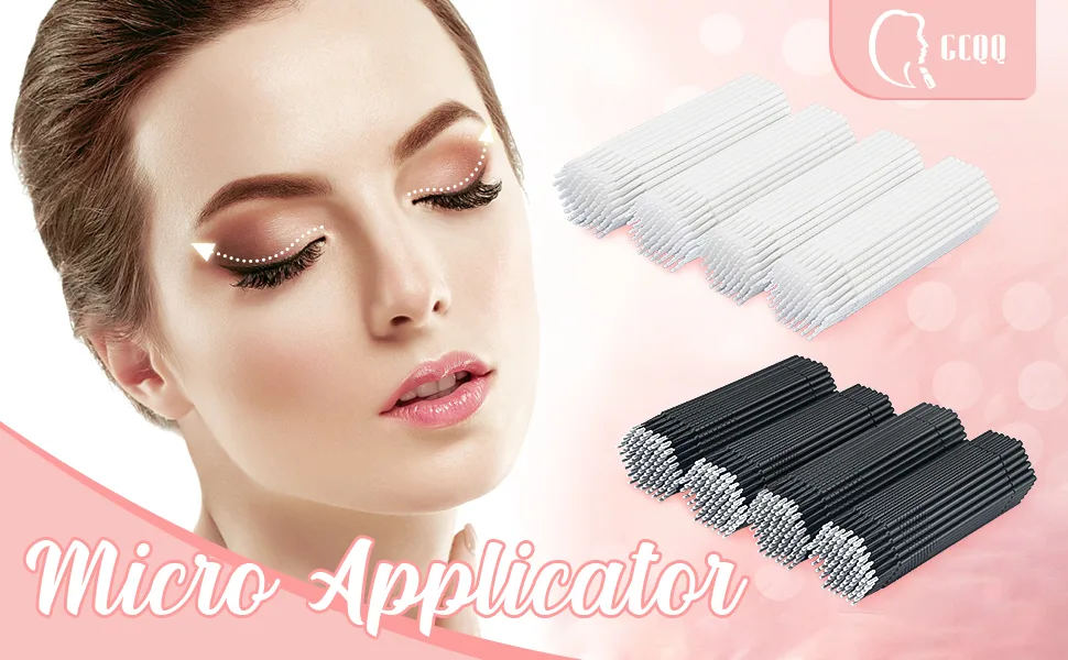 GCQQ 100Pcs Long Tips Micro Brush Applicator - Disposable Eyelash Applicator Bendable Pink Micro Brushes - Micro Lash Lift Brush Applicators - Micro Fibre Lash Brushes for Eyelash Extensions New Pink 100PCS - Micro Brush Applicator