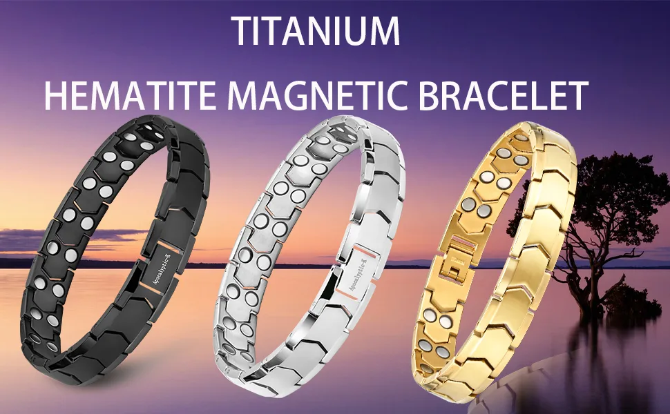 Men's Magnetic Bracelets Pure Titanium (Light) Double Powerful Magnet Bracelets Eliminate Static Electricity (Black Bracelets) - product information 19