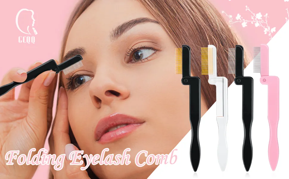GCQQ 2PCS Folding Eyelash Separator Comb Eyelash Comb Metal Teeth Pink Eyelash Separator Foldable and Fine Lash Comb Eye Lash Separator Combs for Eyelash Lift and Separate Eyebrow Waxing(Pink) - 2PCS Folding Lash Comb for Separating Lashes and Removing Clumps of Mascara