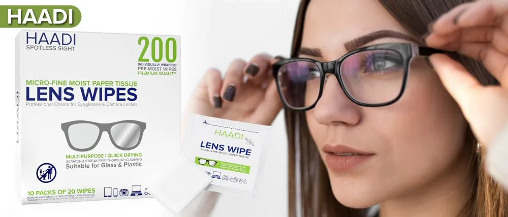 Glasses Cleaner Wipes 200 Individually Wrapped Lens Wipes Multipurpose Suitable for Spectacle Lenses Cameras Binoculars Mirrors Screens Optical and Electronic Devices - phone screen cleaner