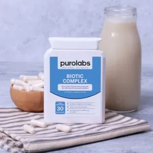 Probiotic Complex Supplement - for Gut Health Digestion IBS Bloating - 21 Billion CFU with Prebiotic - for Men & Women - Vegan - 60 Capsules - Puro Biotic Capsules