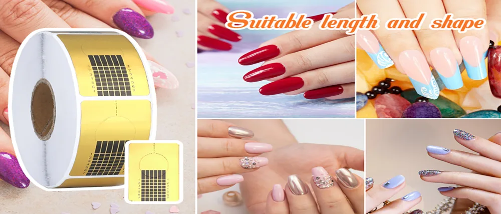 G2PLUS Nail Forms for Gel Builder - 100PCS Paper Nail Forms for Gel Nails - Gold Nail Extension Sticker Forms - Self-adhesive Nails Paper Forms for Nail Extension - Paper Nail Forms