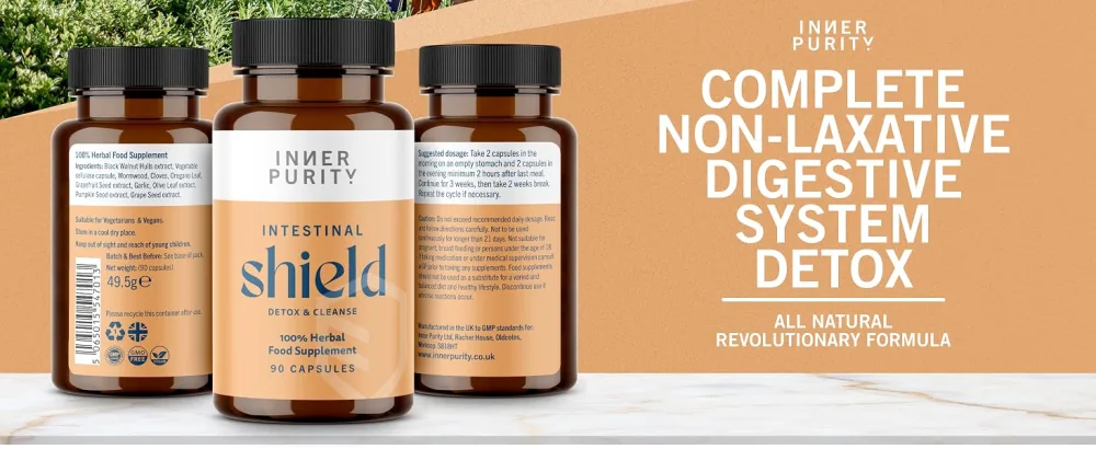 Intestinal Shield - Candida & Antimicrobial Cleanse Natural Colon Detox Support with Wormwood Black Walnut Cloves Grapefruit Seed Extract & More 100% Herbal 90 Capsules - worming tablets for humans digestive bitters