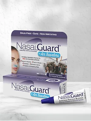 NasalGuard for Air Travelers - Allergy Relief Gel Drug-Free (Unscented 10 Gram) Unscented 10 Gram - basic affinity 144 count pack generic stuffy no treatments mucus throat max clear 120 congestion