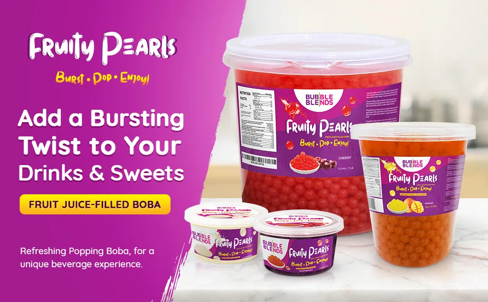 Bubble Blends Raspberry Popping Boba (450g) Fruit Juice-Filled Boba Pearls for Bubble Tea Fat-Free 450g (Pack of 1) - Add a Bursting Twist to Your Drinks & Sweets