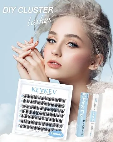 Lash Clusters 84 Pcs Cluster Lashes Eyelash Clusters DIY Cluster Eyelash Extensions Individual Lashes Thin Band & Soft(Cloudy D-16mm) D-16mm Cloudy - product information 3