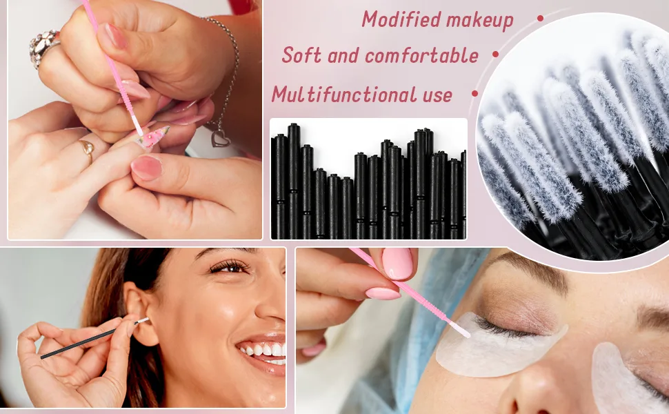 G2PLUS Micro Applicators Brushes with Longer Tips - 200PCS Disposable Microfibre Brushes Eyelashes - Pink Lash Lift Micro Applicators - Eyelash Extension Swabs for Eyelashes Extensions Crafting 200 PCS Pink - Micro Applicators Brushes for Lash Lift