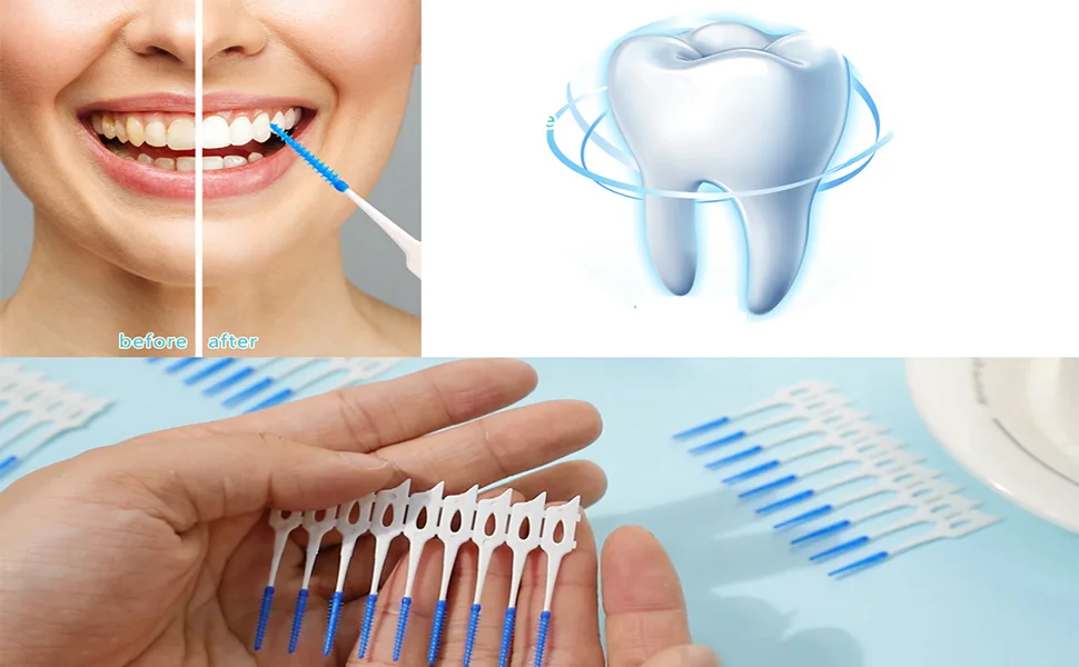 220 Pieces Interdental Brushes Silicone Dental Brushes Blue Tooth Floss Picks for Braces Oral Cleaning - product information 11