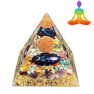 VDYXEW Crystal Pyramid Amethyst with Sandstone Zodiac Libra Orgone Pyramid Healing Crystal Postive Energy Orgonite Crystal Healing for Yoga Meditation (Libra) - Libra Orgone Pyramid