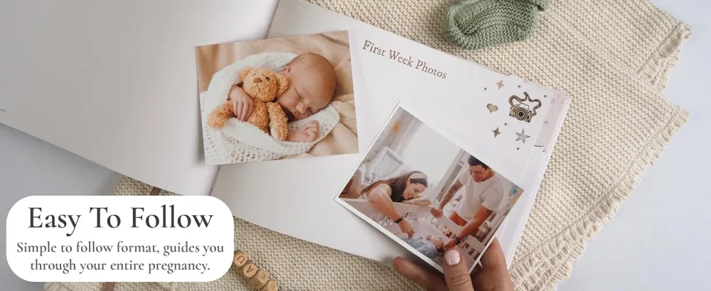 Pregnancy Journal and Memory Book Gift Pregnancy Diary for Expecting New Mums - Includes Calendar Scrapbook Checklist and Organiser (Teddy Bear) - easy to follow format