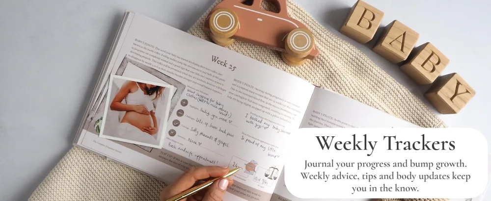 Pregnancy Journal and Memory Book Gift Pregnancy Diary for Expecting New Mums - Includes Calendar Scrapbook Checklist and Organiser (Teddy Bear) - weekly tracking