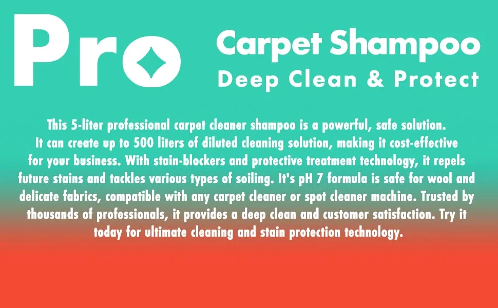 Dirtbusters Pro Carpet Cleaner Shampoo Solution Deep Clean & Protect For A Professional Clean With Stain Protection Technology & Odour Treatment (5L) - carpet shampoo