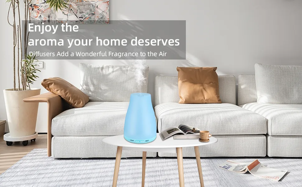 Trace 100ml Home Aromatherapy Small Essential Oil Diffuser Electric Cool Mist Air Diffuser with USB Power Cord 7 LED Color Changing Suitable for Small Room Bedroom Office Desk Light Blue - product information 9