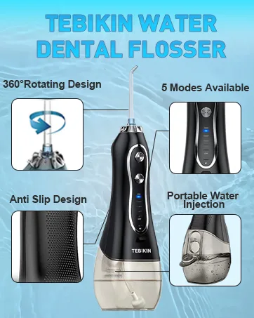 TEBIKIN Water Flosser Replacement Head for Electric Water Flossers (5 Replacement Nozzles) Replacement Tips - water flosser dental