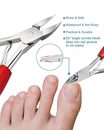 Toe Nail Clippers for Thick Nails Heavy Duty Toenail Scissors Cutters Kit with Nail File & Nail Hook Sharp Curved Blades- Wide Jaw Opening- Soft Handle Black+silver - product information 4