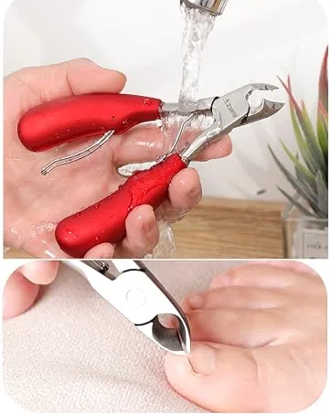 Toe Nail Clippers for Thick Nails Heavy Duty Toenail Scissors Cutters Kit with Nail File & Nail Hook Sharp Curved Blades- Wide Jaw Opening- Soft Handle Black+silver - product information 5