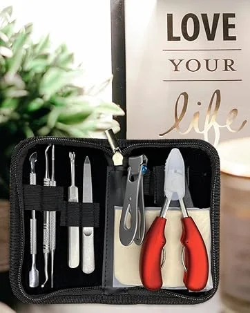 Toe Nail Clippers for Thick Nails Heavy Duty Toenail Scissors Cutters Kit with Nail File & Nail Hook Sharp Curved Blades- Wide Jaw Opening- Soft Handle Black+silver - product information 7