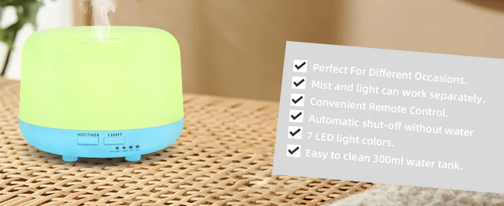 DIFFOFE 300ML Essential Oil Diffuser Cool Mist Air Aromatherapy Humidifier with Remote Control 7 LED Color Changing Light 4 Timer Settings for Bedroom Home (Blue) Light Blue - product information 18