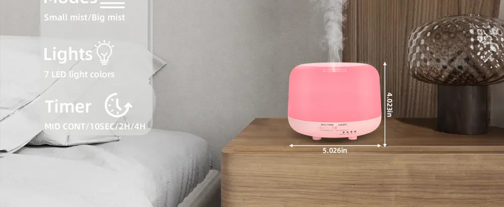 DIFFOFE 300ML Aromatherapy Essential Oil Diffuser with Remote Control Home Air Humidifier 8-Hour Quiet Scent Diffuser 4 Timer Settings 7 LED Color Changing Light for Bedroom Small Rooms (Pink) - product information 11