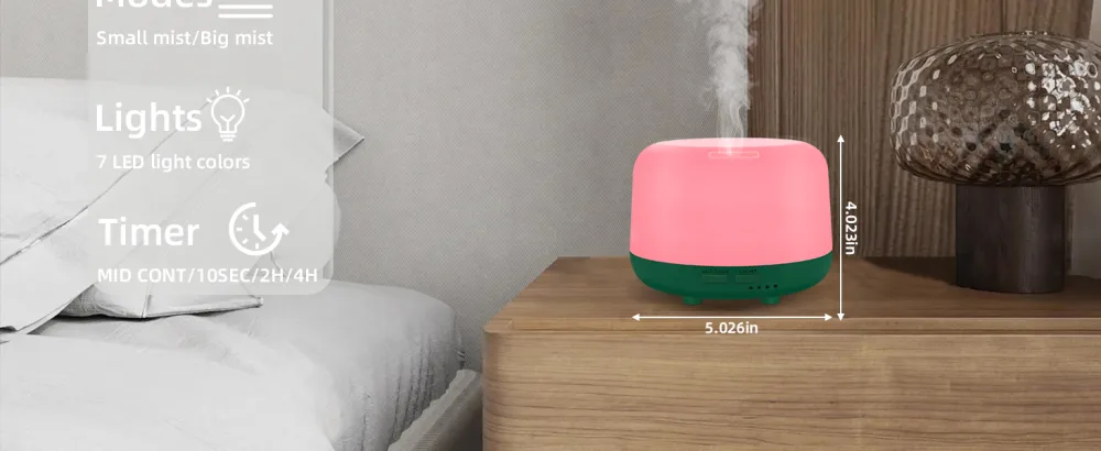 DIFFOFE 300ML Essential Oil Diffuser Small Aromatherapy Air Diffuse with Remote Control Electric Aroma Humidifier 8 Hours Quiet Operation 7 LED Color Night Lights Timer (Green) - product information 11