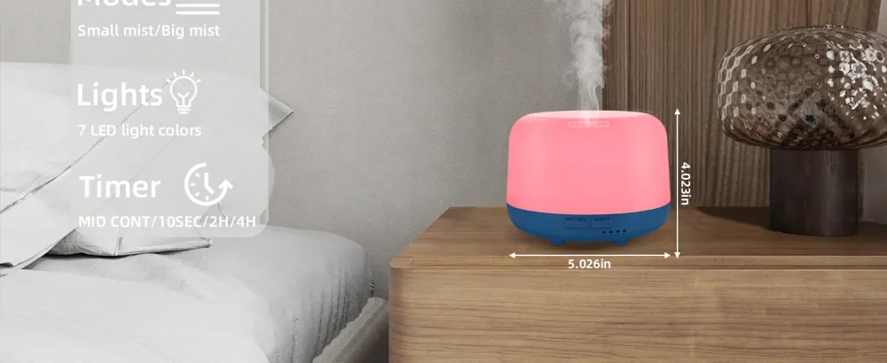 DIFFOFE 300ML Essential Oil Diffuser Small Room Cold Mist Air Aromatherapy Quiet Operation Timer 7-Color LED Night Light for Family Living Room (Dark Blue) - product information 11