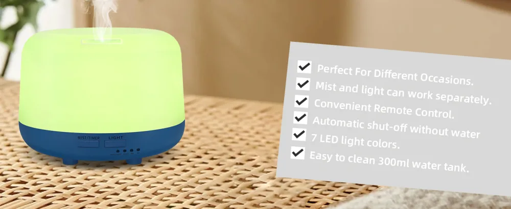 DIFFOFE 300ML Essential Oil Diffuser Small Room Cold Mist Air Aromatherapy Quiet Operation Timer 7-Color LED Night Light for Family Living Room (Dark Blue) - product information 18