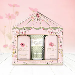 Baylis & Harding Royale Garden Rose Poppy & Vanilla Luxury Trio Bathing Gift Set (Pack of 1) - Vegan Friendly - Lifestyle Image