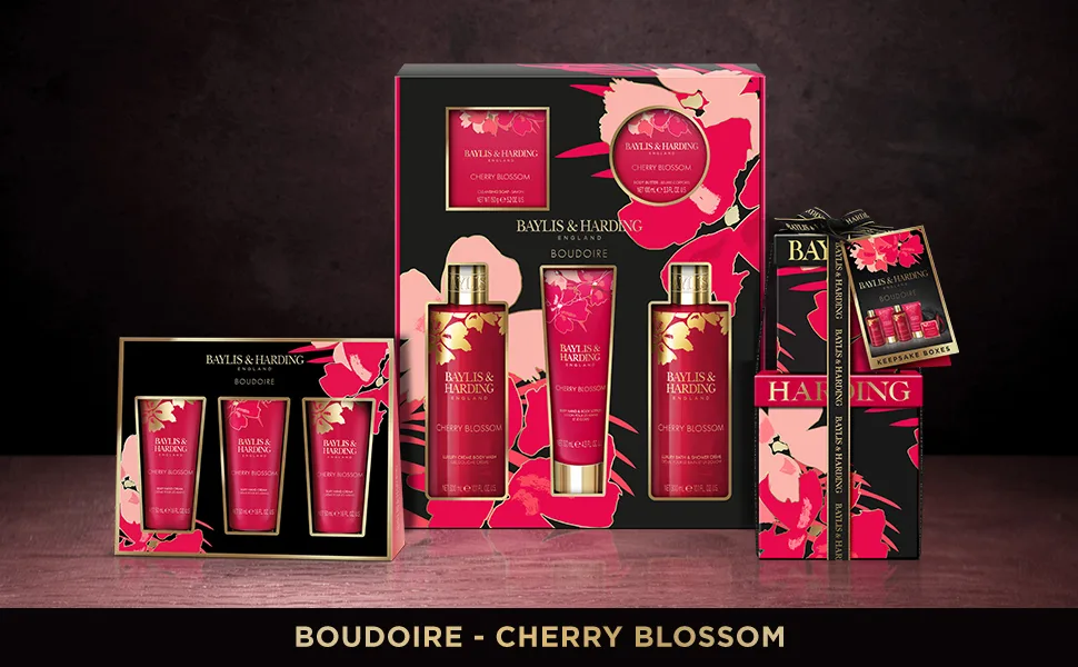 Baylis & Harding Boudiore Cherry Blossom Luxury Keepsake Bathing Treat Box Gift Set (Pack of 1) - Vegan Friendly - Lifestyle Image